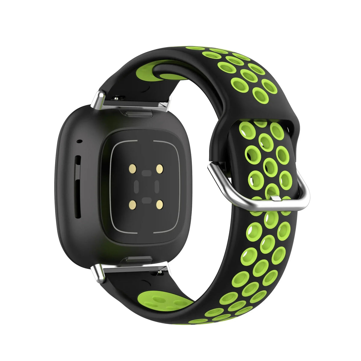 Silikoneurrem til Fitbit Versa 3, Versa 4, Sense 1 og Sense 2 ur i sort og grøn