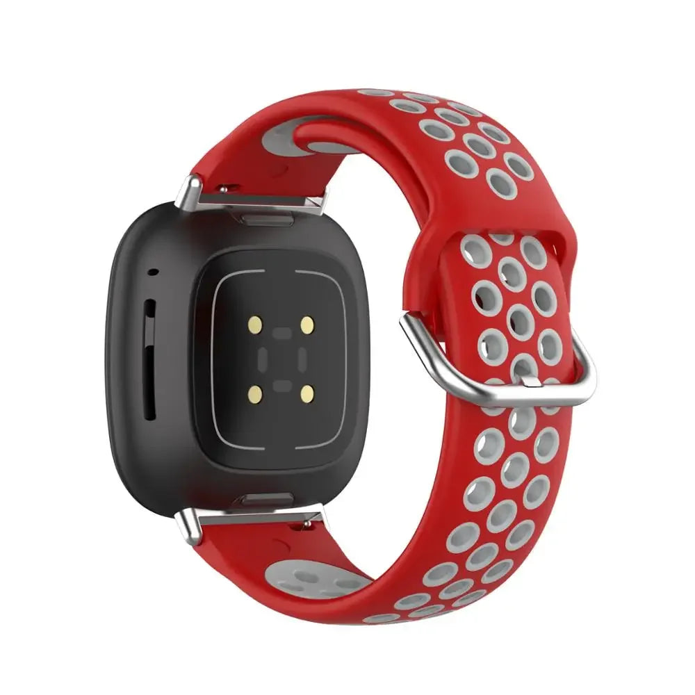Silikoneurrem til Fitbit Versa 3, Versa 4, Sense 1 og Sense 2 ur i rød og grå