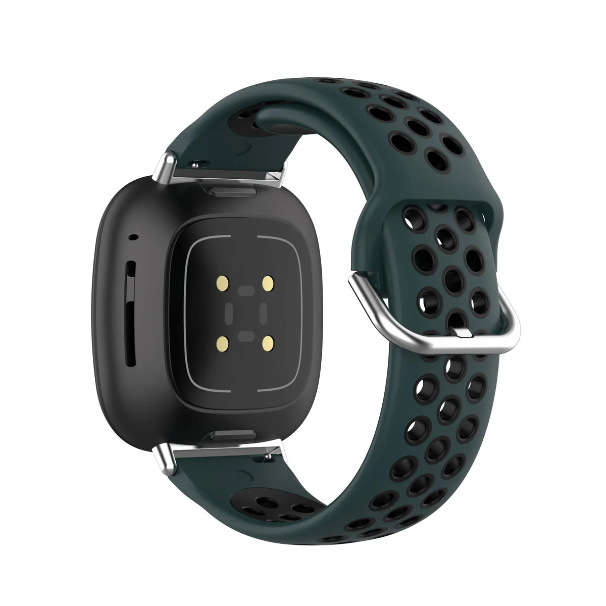 Silikoneurrem til Fitbit Versa 3, Versa 4, Sense 1 og Sense 2 ur i grøn og sort