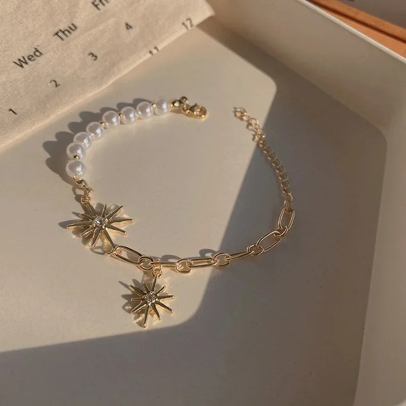 Bracelet Etoiles et Perles Blanches