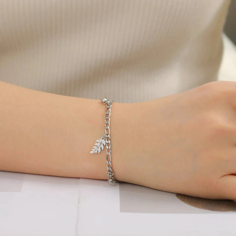 Palmebladsarmbånd med zircon i stil A sølv