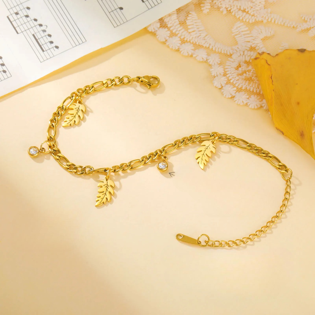 Bracelet Feuille de Palmier et Zircon