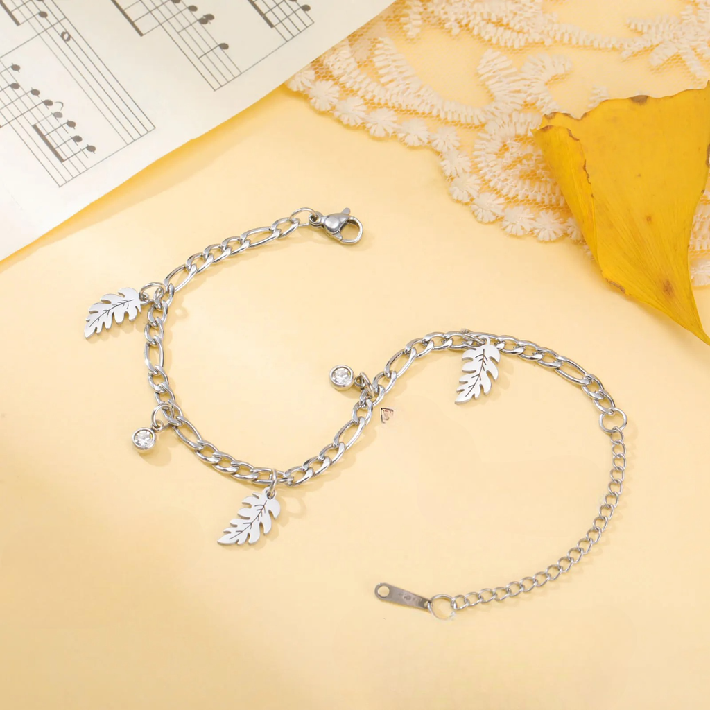 Bracelet Feuille de Palmier et Zircon