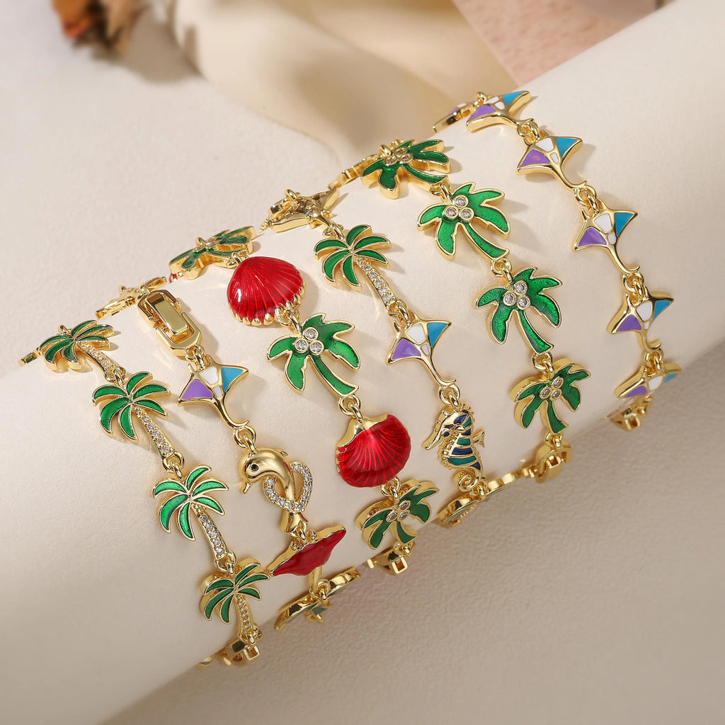 Armband med gröna palmblad