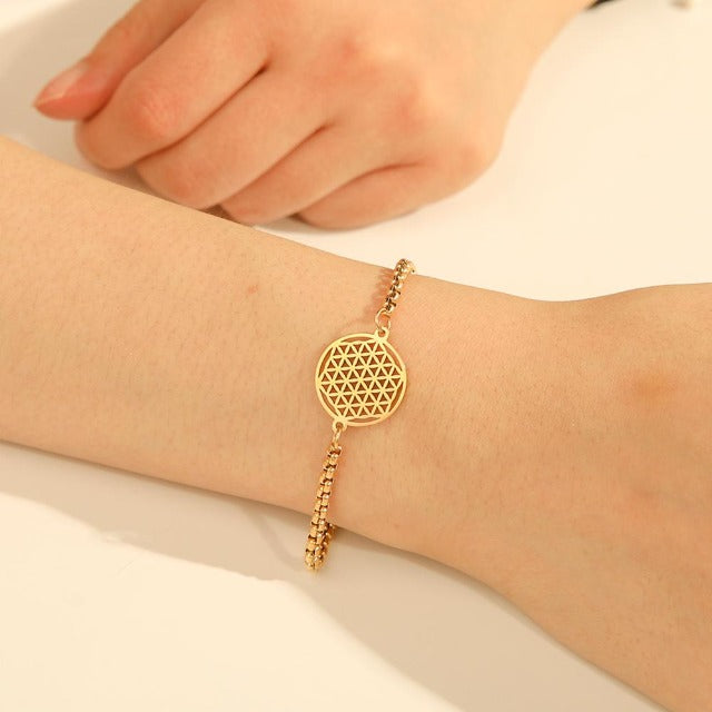 Armbånd Livets Blomst Dawapara Mandala Gourmette guld