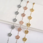 Gourmette-armbånd med blomster med 5 kronblade i rosaguld