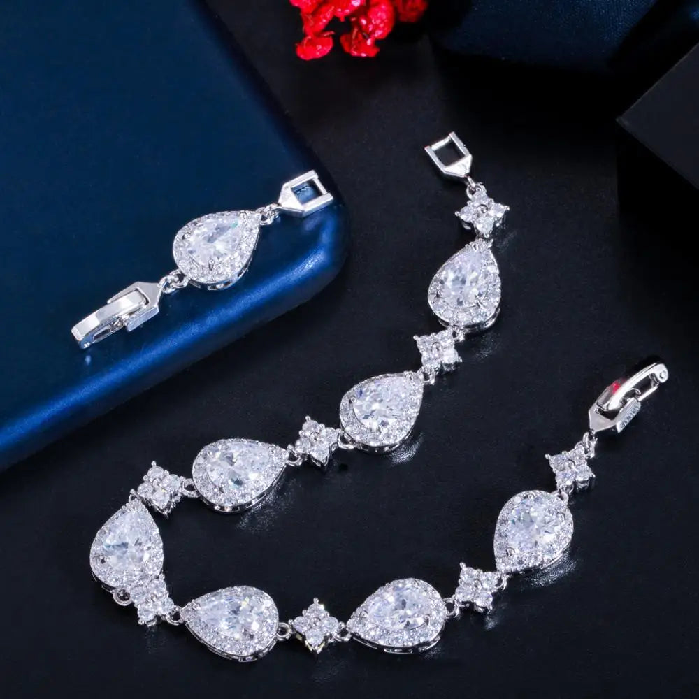 Vanddråbe armbånd i sølv zirkon