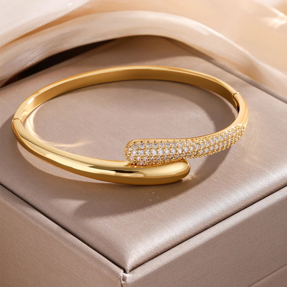 Vann Dråpe Armbånd i Zirkon for Kvinner gull