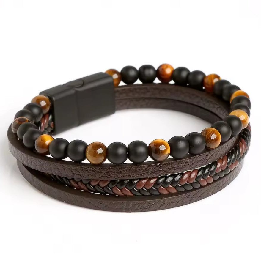 Bracelet Homme Oeil de Tigre en Cuir
