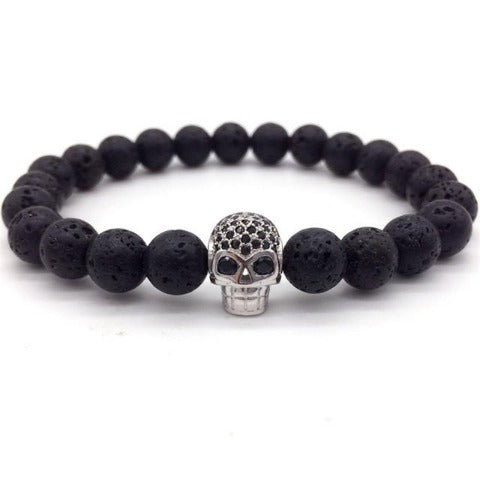 Bracelet Homme Perle Tête de Mort