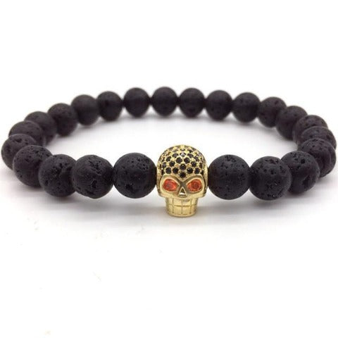 Bracelet Homme Perle Tête de Mort