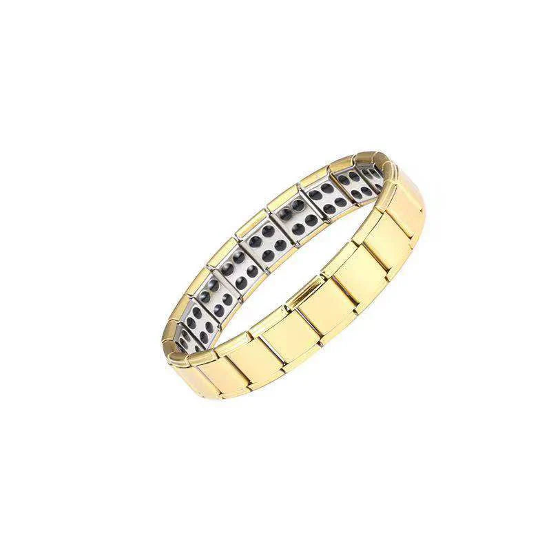 Magnetický náramek pro muže proti stresu zlatý