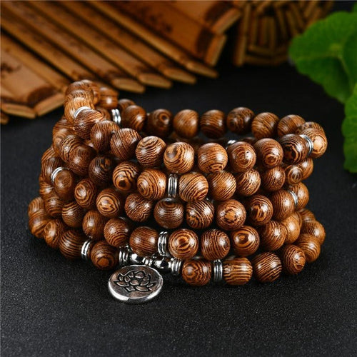 Buddhistisk Mala-armbånd med 108 tibetanske perler