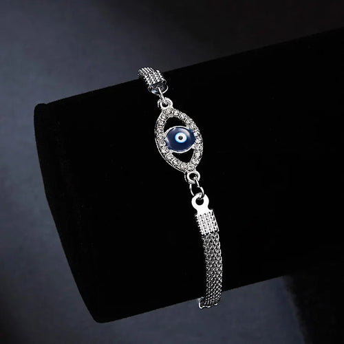 Blåt Sølv Ondt Øje Armbånd