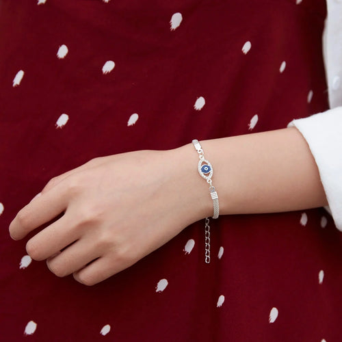 Blåt Sølv Ondt Øje Armbånd