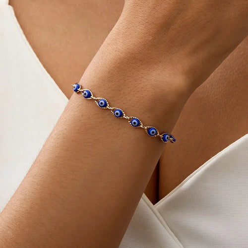 Blåt onde øje armbånd i boheme stil 