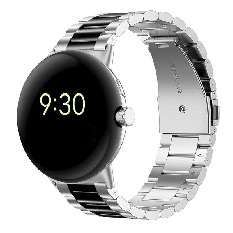 Armbånd i herdet stål til Smartwatch Google Pixel Watch 1 & 2 sølv og svart