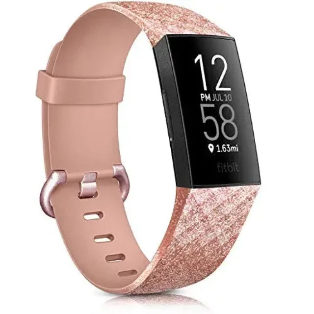 Armbånd til Fitbit Charge 3 & Charge 4 klokke i roségull med glitter
