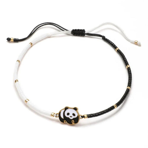 Hvid og sort panda armbånd i reb