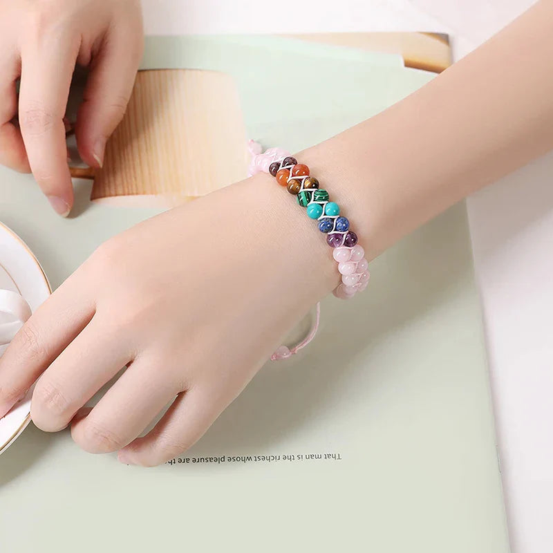 Rosa 7 Chakra Sten Armbånd