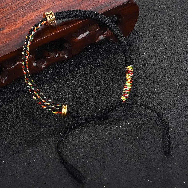 Flettet tibetansk buddhistisk ID-armbånd svart