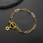 Damarmband för kvinnor med hängsmycke i form av Davidsstjärnan, judisk symbol, guld