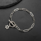 Damarmband för kvinnor med hängsmycke i form av Davidsstjärnan, judisk symbol, silver