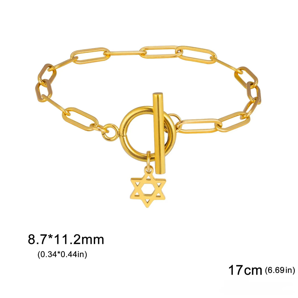 Damarmband för kvinnor med hängsmycke i form av Davidsstjärnan, judisk symbol, guld