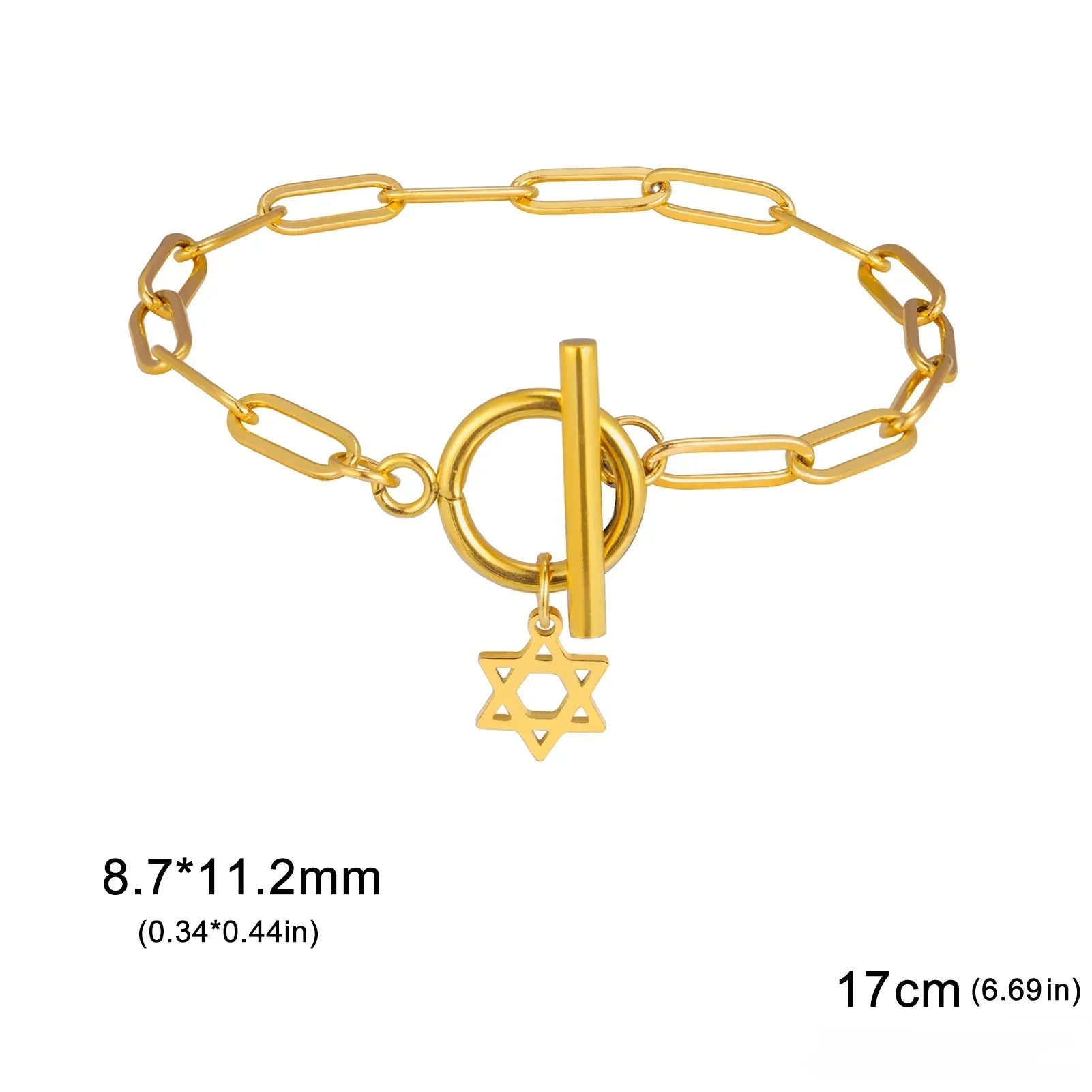 Damarmband för kvinnor med hängsmycke i form av Davidsstjärnan, judisk symbol, guld