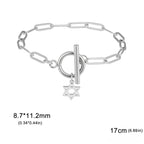 Damarmband för kvinnor med hängsmycke i form av Davidsstjärnan, judisk symbol, silver
