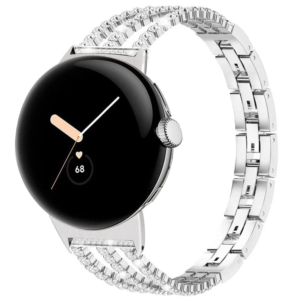 Armbånd til kvinder til Google Pixel Watch 1, 2, 3, 4 41mm 45mm sølv