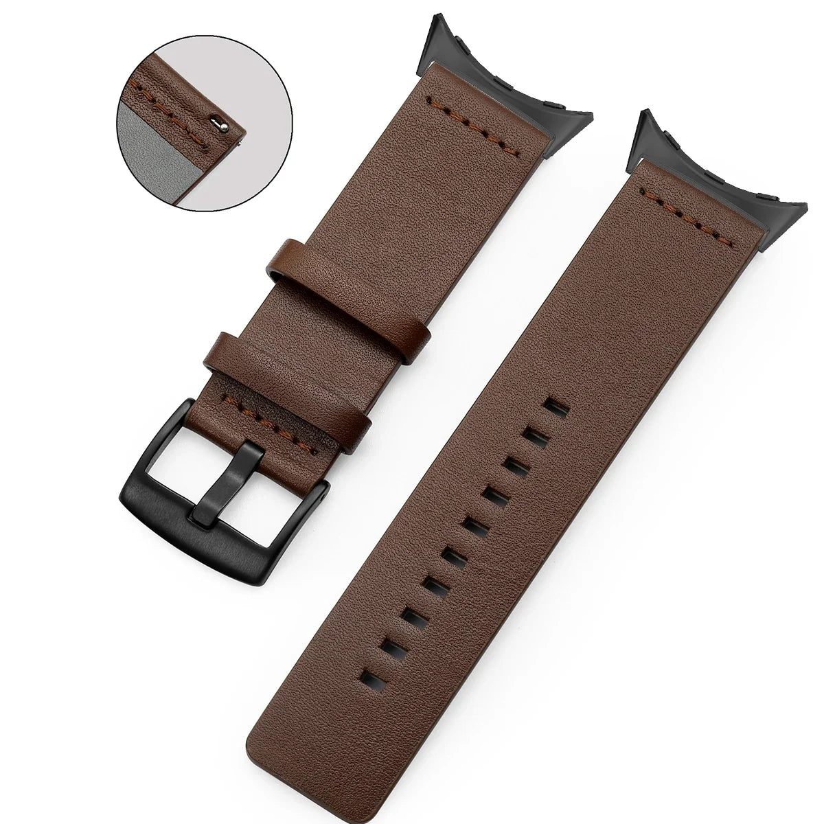 Brun lærreim til Google Pixel Watch 1, 2, 3, 41mm 45mm