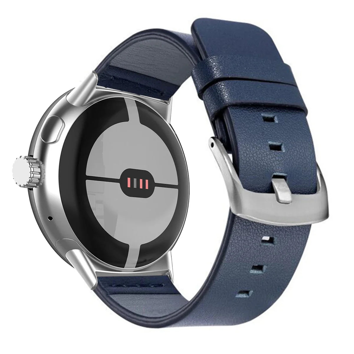 Brun lærreim til Google Pixel Watch 1, 2, 3, 41mm 45mm blå