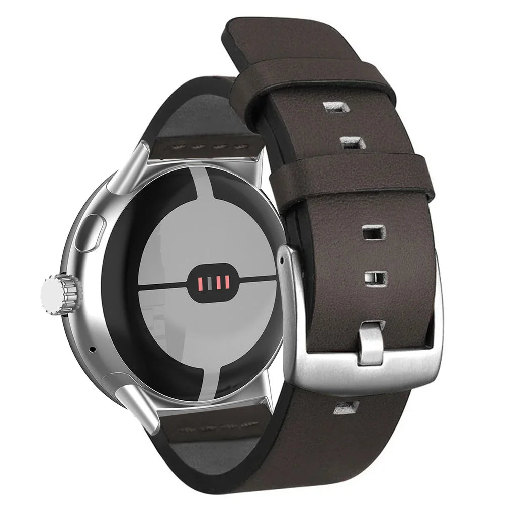 Brun lærreim til Google Pixel Watch 1, 2, 3, 41mm 45mm brun