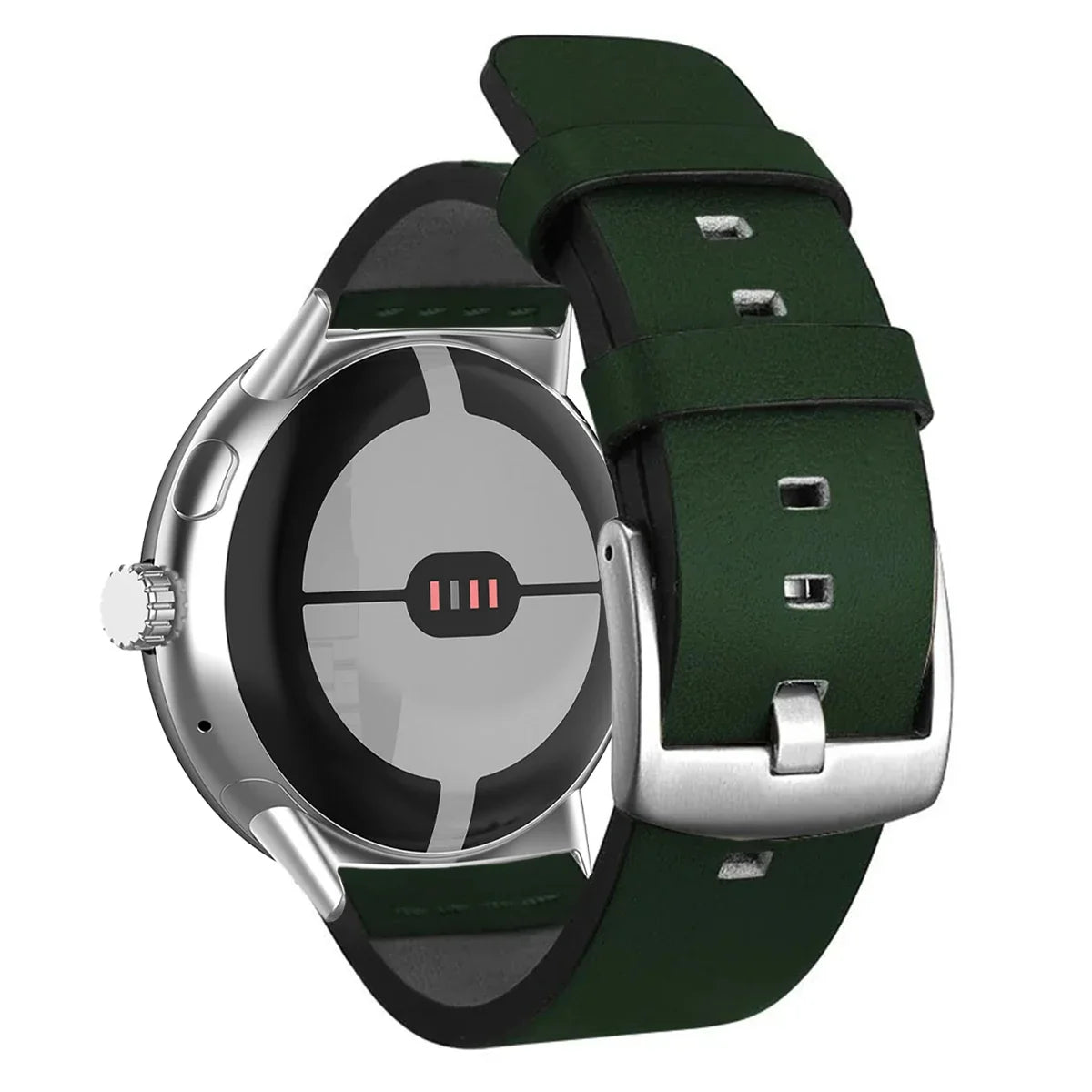 Brun lærreim til Google Pixel Watch 1, 2, 3, 41mm 45mm grønn