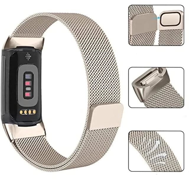 Armbånd for Fitbit Charge 3 Charge 4 Charge 5 klokke sølv