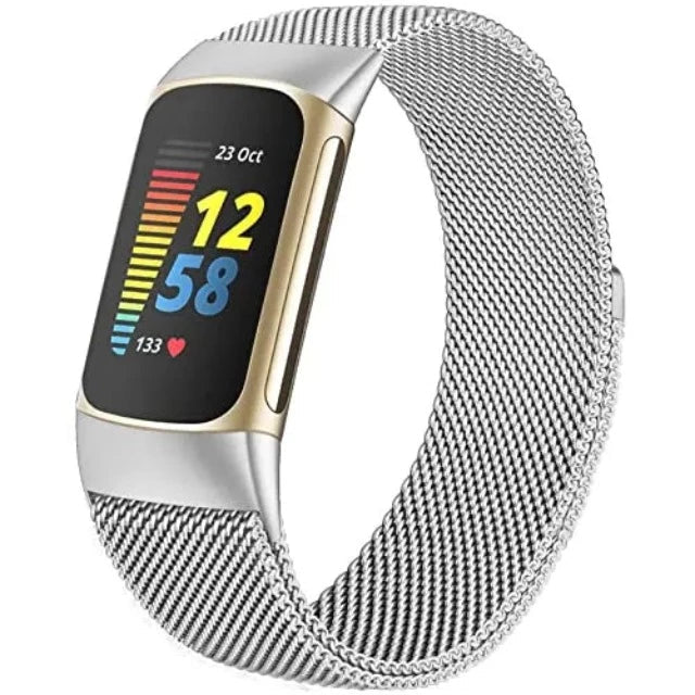 Armbånd for Fitbit Charge 3 Charge 4 Charge 5 klokke sølv