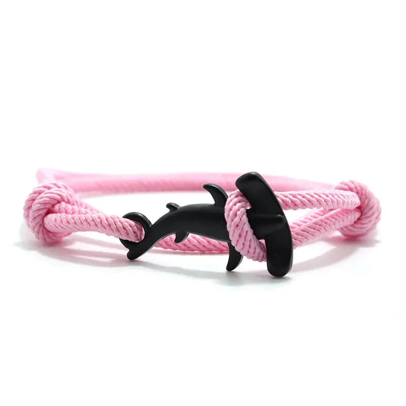 Bracelet Requin Marteau noir et rose