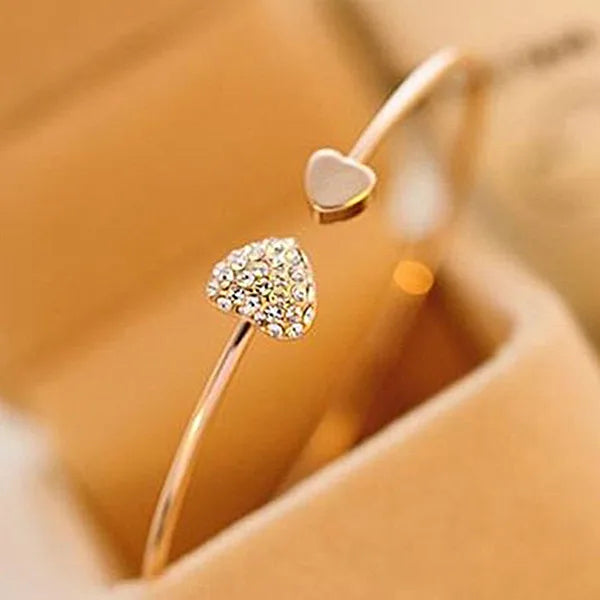 Retro náramek srdce a krystal