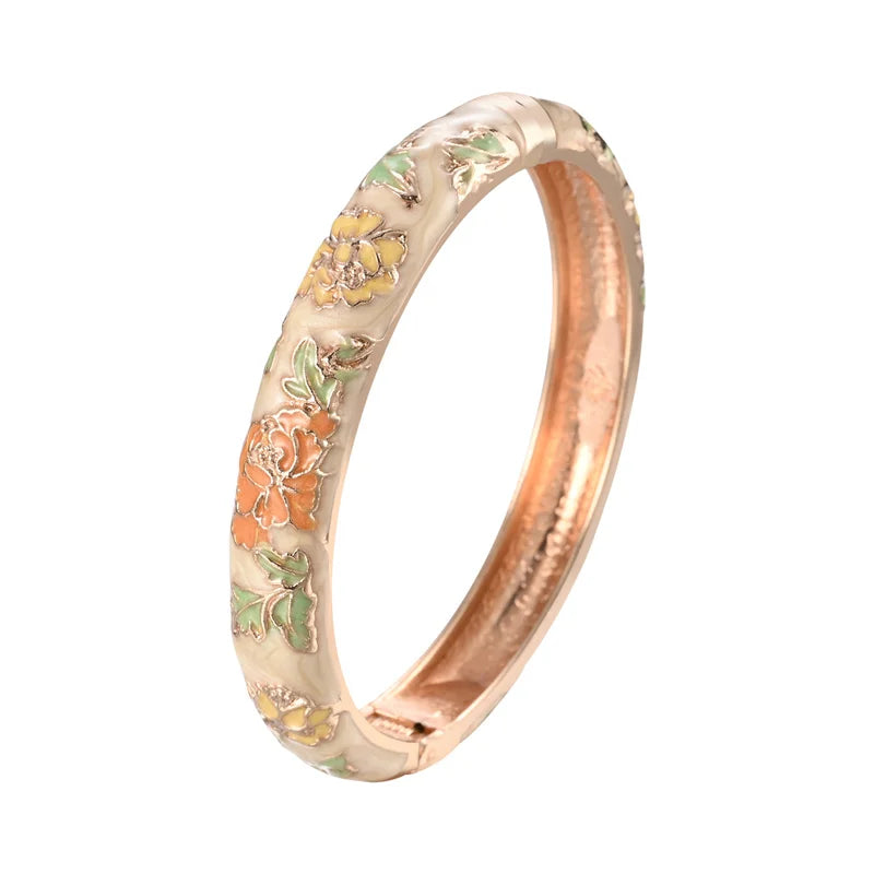 Romantisk armbånd Gourmette Beige blomster