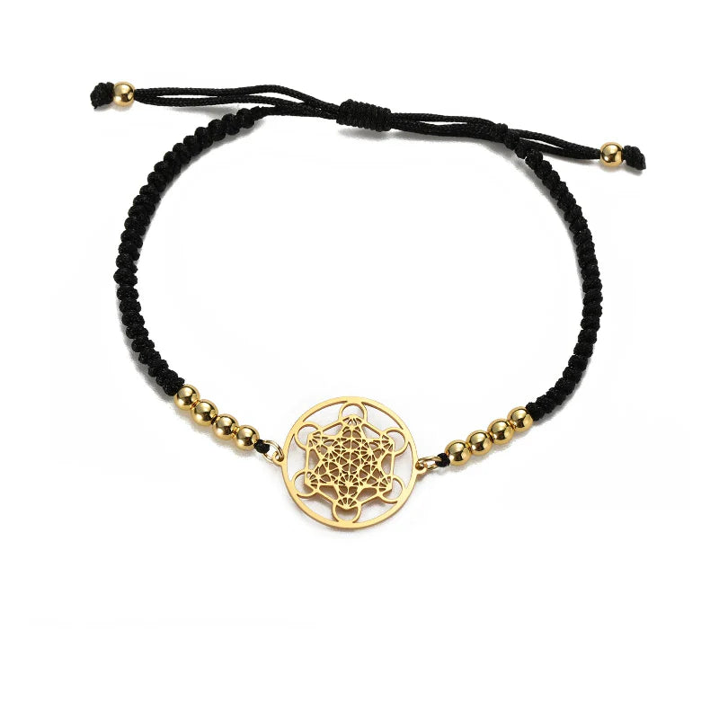 Barevný dámský náramek Metatronův krychle černý