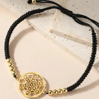 Barevný dámský náramek Metatronův krychle černý