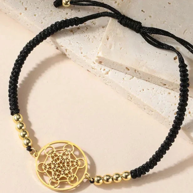 Farverigt Kvindearmbånd Metatrons Kube sort