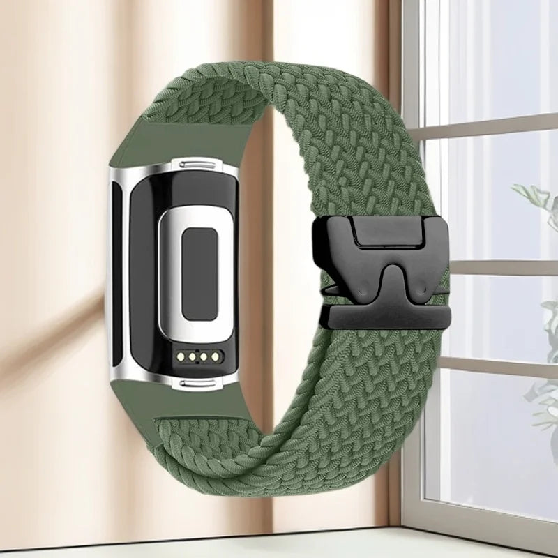 Flettet klokkerem for Fitbit Charge 5, Charge 6 grønn