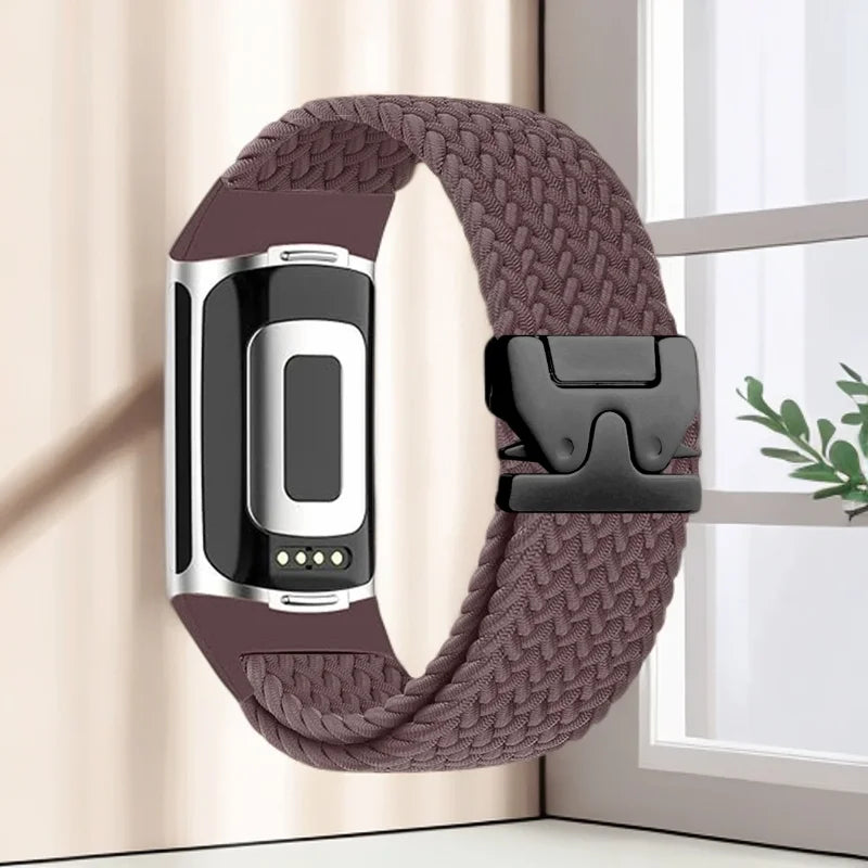Flettet klokkerem for Fitbit Charge 5, Charge 6 lilla