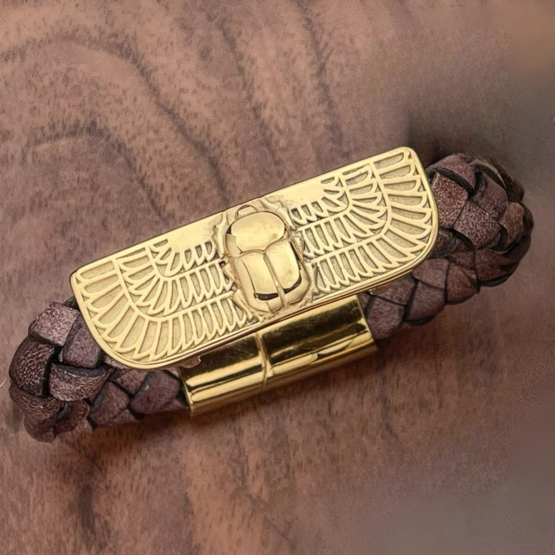 Bracelet Tressé Scarabée Egyptien pour Homme
