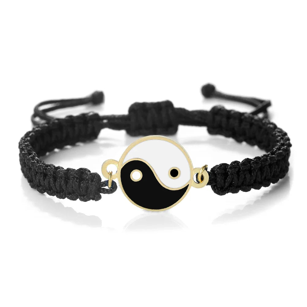 Flettet Yin Yang armbånd sort og guld