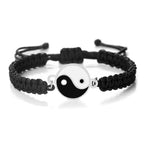 Flettet Yin Yang-armbånd svart og sølv