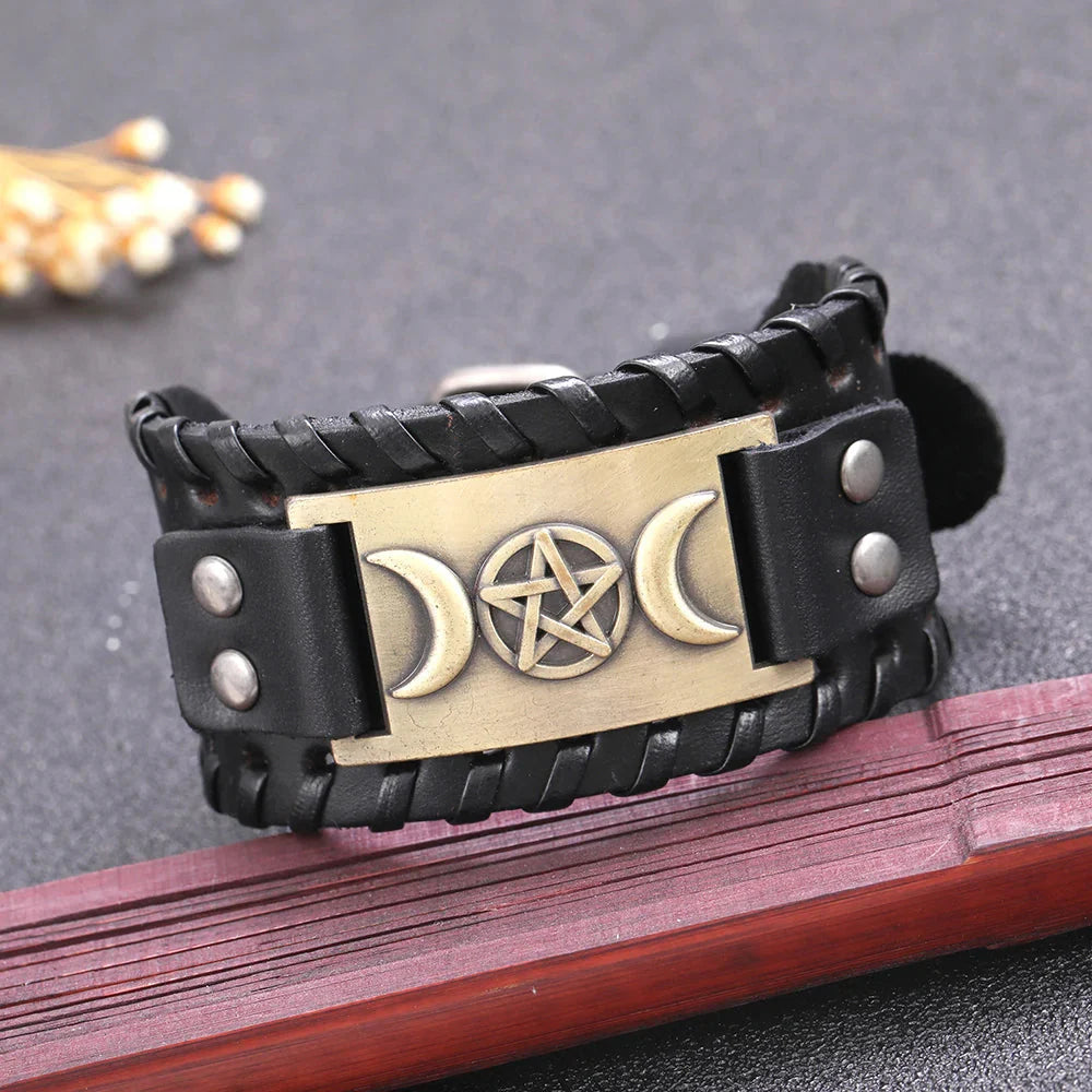 Triple Måne Læderarmbånd Trolddom Wiccan 7