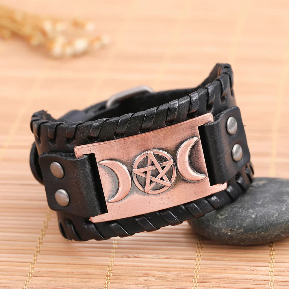 Triple Måne Læderarmbånd Trolddom Wiccan 8